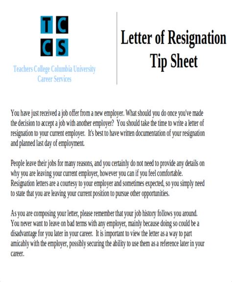 Free 8 Sample Resignation Letter For New Job In Pdf Ms Word