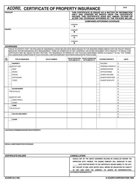 Mobile Home Fillable Online Acord Form Printable Forms Free Online