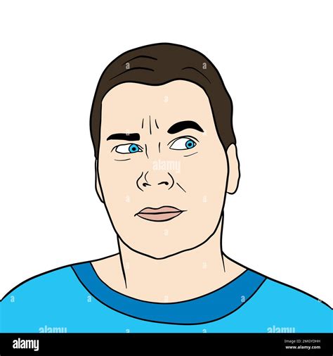 Mans Face With Emotion Pop Art Style Illustration Comic Book