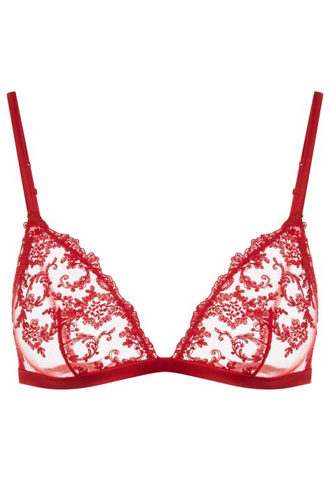 la perla floral vibes triangle bra in embroidered tulle red laperla cloth all red lingerie
