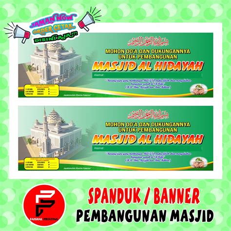 Jual Spanduk Banner Backdrop Pembangunan Masjid Ukuran X Meter Indonesia Shopee Indonesia