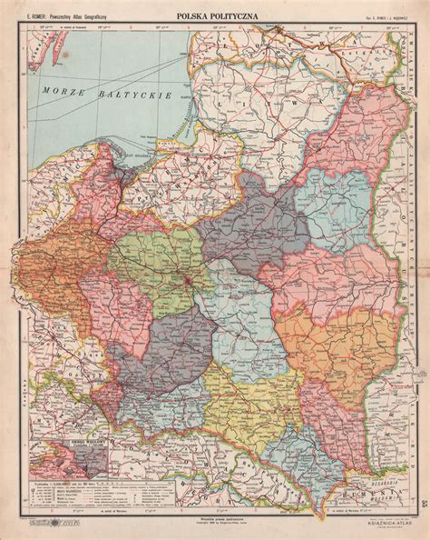 Polska Ii Rp Efektowna Mapa Lw W R Orygina