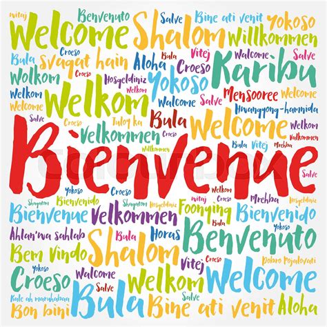 Bienvenue Welcome In French Word Cloud In Different Languages