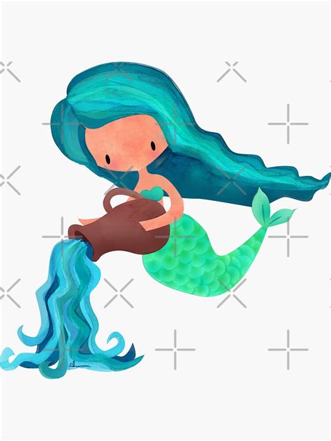 Aquarius Zodiac Mermaid Sticker For Sale By Ikigaicreations Redbubble