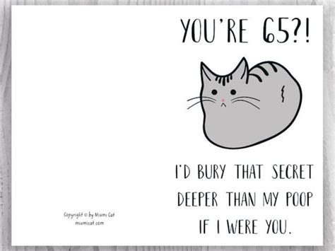 Funny 65th Birthday Cards Printable Cat 65 Birthday Card Etsy Denmark