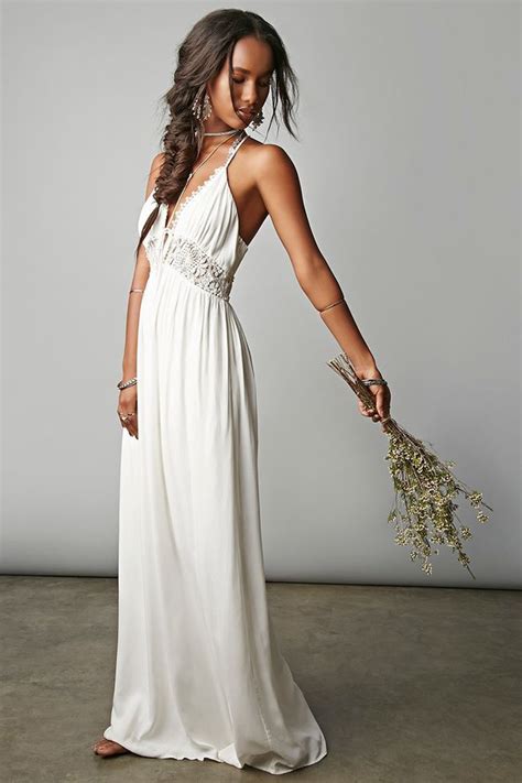 Shop maxi dress wedding at affordable prices from best maxi dress wedding store milanoo.com. Lace Panel Halter Maxi Dress | Casual beach wedding dress ...