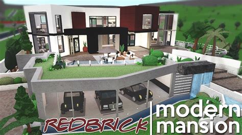 Modern Redbrick Mansion Bloxburg Speed Build 455k Youtube