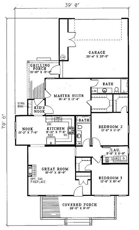 Traditional Style House Plan 3 Beds 2 Baths 1401 Sqft Plan 17 1054
