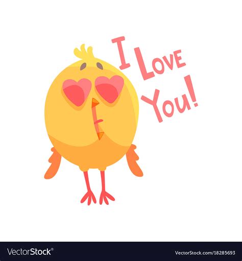I Love You Funny Cartoon Comic Chicken With Heart Vector Image