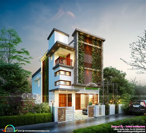 3 Storied House In 3 Cents Of Land In 1996 Sq Ft Kerala Home Design
