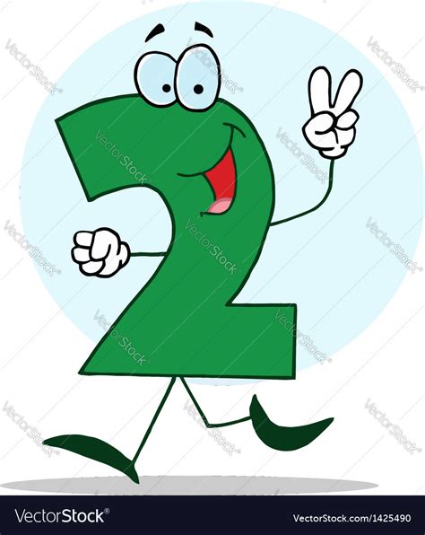 Funny Cartoon Friendly Number 2 Two Guy Royalty Free Vector