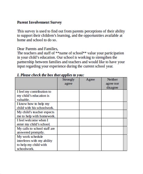 Free 13 Sample Parent Survey Templates In Pdf Ms Word