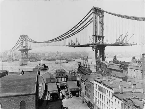 The Brooklyn Bridge Under Construction Ca 1880 By