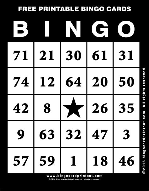 Free Printable Bingo Cards
