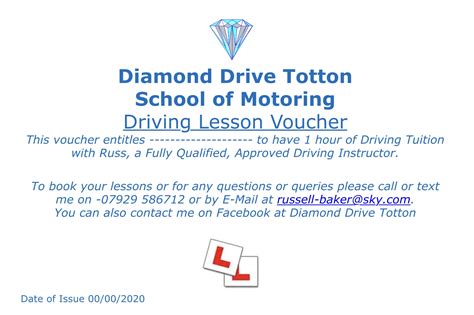 hour driving lesson gift voucher