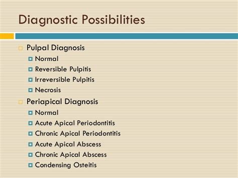 Aae Endodontic Diagnosis Chart