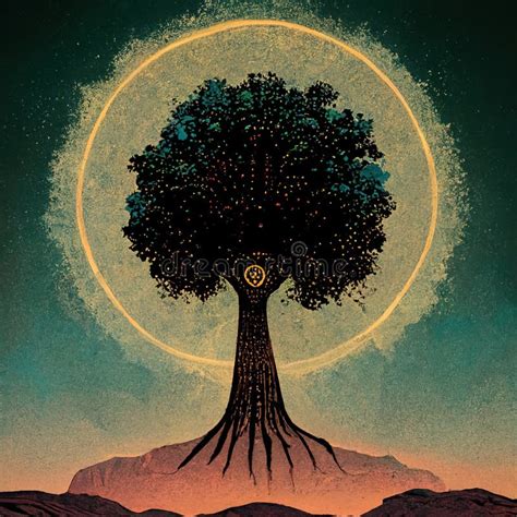 Tree Of Life Sacred Symbol Individuality Prosperity And Growth Concept D Illustration Stock