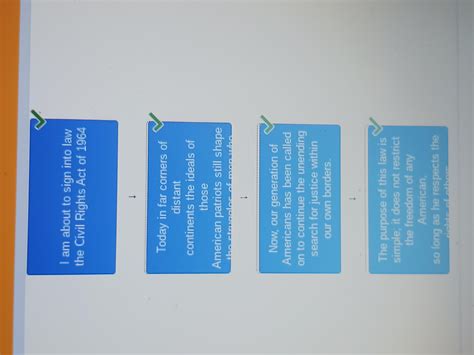 How did Johnson order his primary points in his speech? Put Johnson's