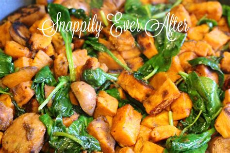 Snappily Ever After Sweet Potato And Spinach Hash