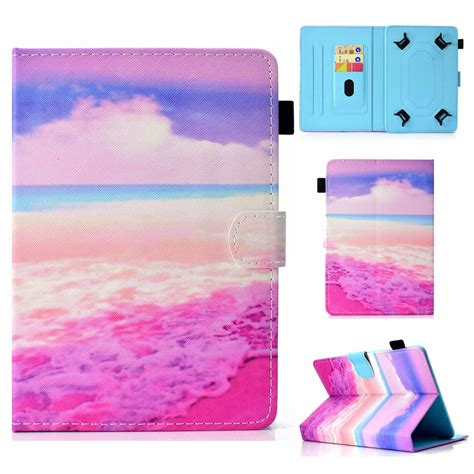 Universal 8 Inch Tablet Case Flip Painted Leather Folio Stand Cover For
