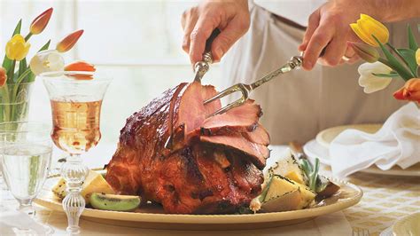 If you have time, stud the lamb a day in advance to allow the herbs to really permeate the meat. Sweet-Hot Plum-Glazed Ham - Traditional Easter Dinner ...