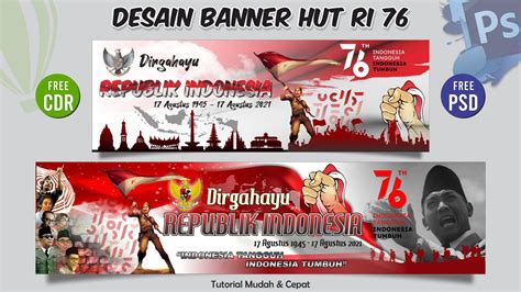 Desain Spanduk Banner HUT RI 76 Coreldraw Dan Photoshop Free CDR PSD