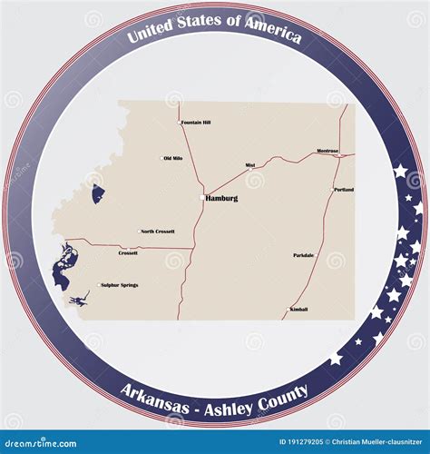 Map Of Ashley County In Arkansas Stock Vector Illustration Of Ashley