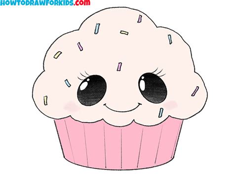 How To Draw A Cute Cupcake With A Face
