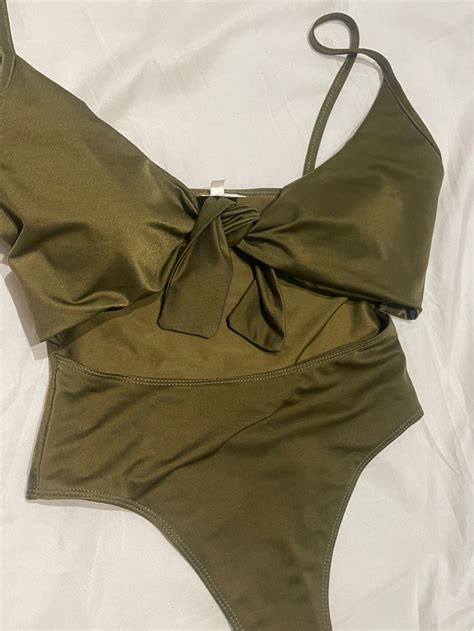 Dark Green Bikini Tied With Pad Women S Fashion Swimwear Bikinis