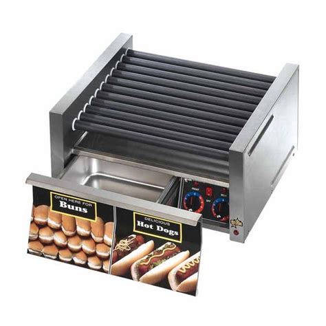 Star 50cbd Grill Max 50 Hot Dog Roller Grill With Bun Drawer And Angled