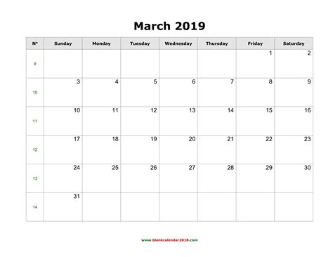 March 2019 Calendar Word Qualads