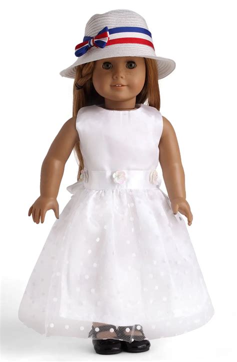 White Color American Girl Doll Clothes Of Party Dress Doll Clothes For 18 Inch Girl Dolls