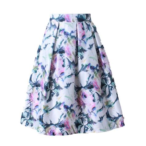 Summer Women Vintage Retro Satin Floral Pleated Skirts High Waist A