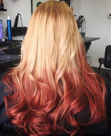 Reverse Ombre Blonde To Red Hair Pinterest Thick