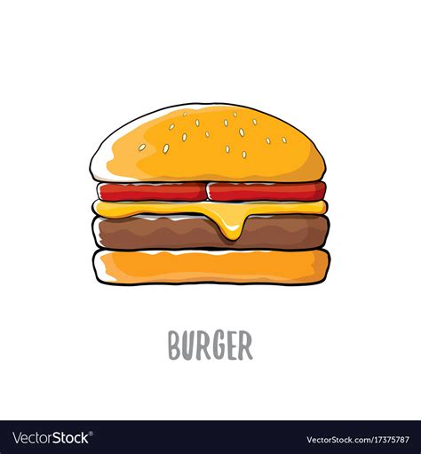 Cartoon Burger With Cheese Meat And Salad Vector Image