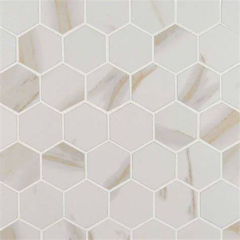Calacatta Hexagon Matte Porcelain Tile Msi Backsplash Tile