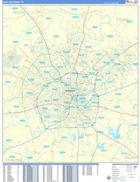 San Antonio Texas Zip Code Maps Basic