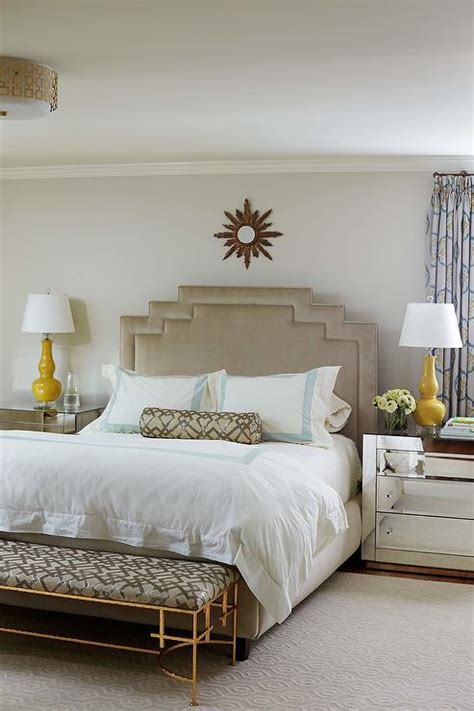Earth tones are warm colours, comfortable to be around. Taupe Bedroom with Sleigh Bed - Transitional - Bedroom