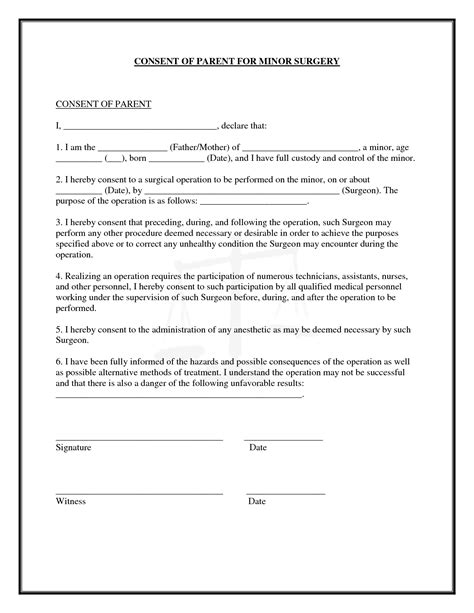 Surgery Surgical Consent Form Template