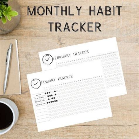 Monthly Habit Tracker Printable Tracker Instant Download Minimalist