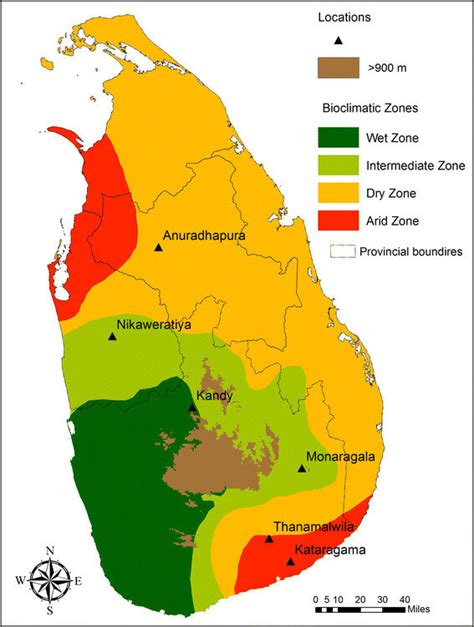 Map Of Sri Lanka Showing Climatic Zones And Sample Collection Sites