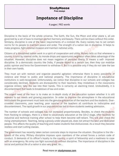 😱 Self Discipline Essay Long And Short Essay On Self Discipline And