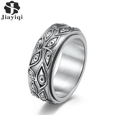 Carved Eyes Mens Ring Stainless Steel Vintage Punk Finger Jewelry Rock