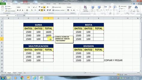 Excel Básico Suma Resta Multiplicación División Youtube