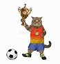 Futbolista Del Gato Sostiene Taza De Oro Foto de archivo - Imagen de ...