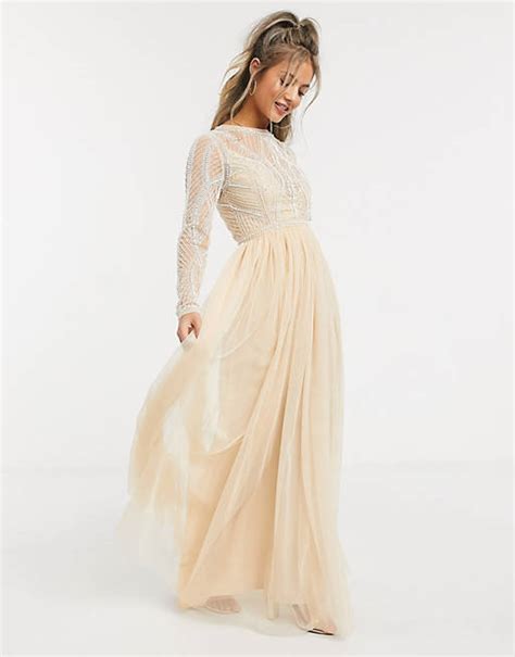 Asos Design Embellished Bodice Maxi Dress With Tulle Skirt In Soft