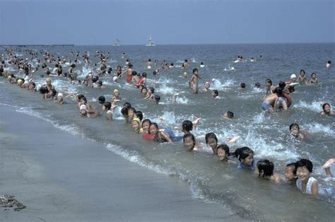 Children On A Resort Beach Wonsan City North Korea 1982 Hiroji Kubota