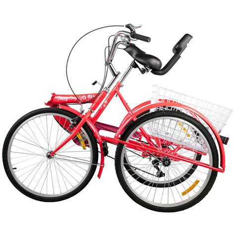Folding Adult Three Wheel Tricycle Bike With Basket 26 Zincera