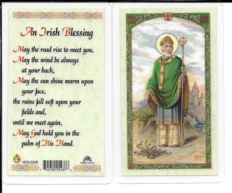 Laminated Prayer Card St Patrick An Irish Blessing