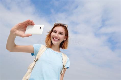 Happy Travel Woman Take Selfie Stock Photo Image Of Europe Cheerful